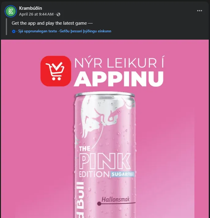 A screenshot from a grocer's Facebook page